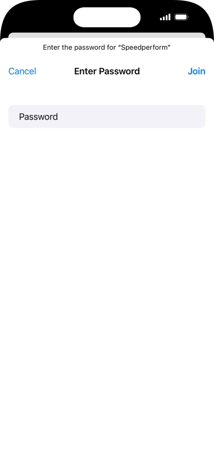Key in the password for the Wi-Fi network and press Join.