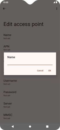 Key in Vodafone Internet and press OK.