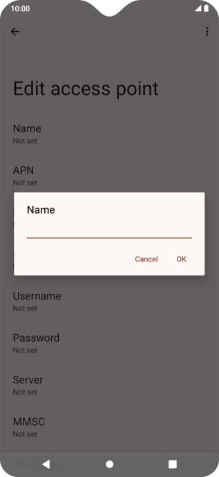 Key in Vodafone Internet and press OK.