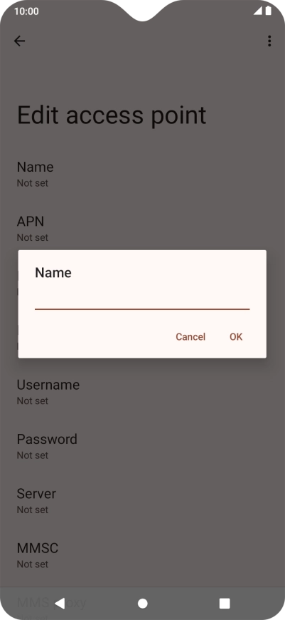 Key in Vodafone Internet and press OK.