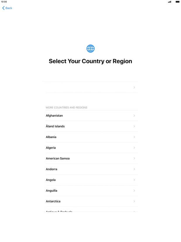 Press the required country or area.