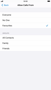 Press the required setting to select which contacts can call you even though Do Not Disturb is turned on.