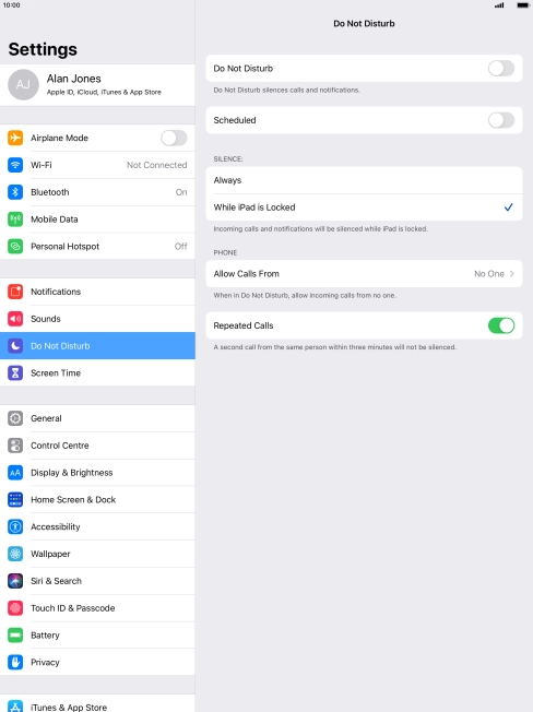 Press the indicator next to 