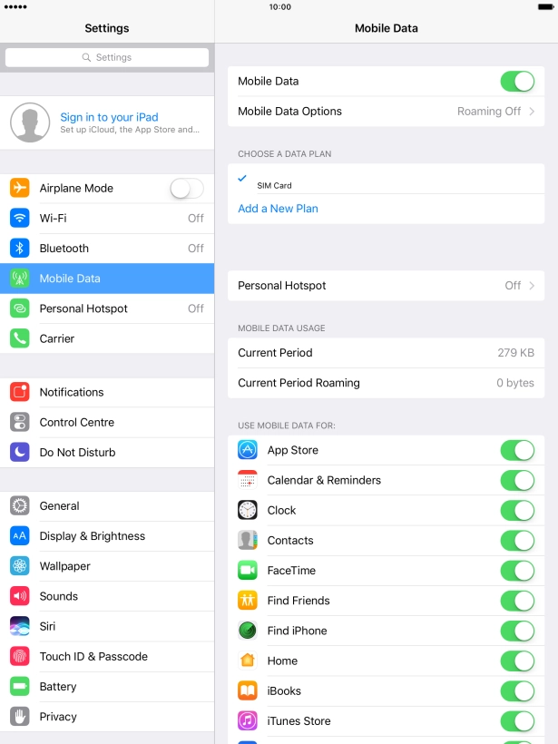 Press Mobile Data Options. Press Mobile Data Options.
