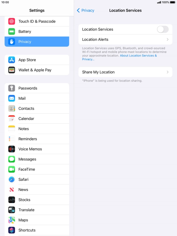 Press the indicator next to 