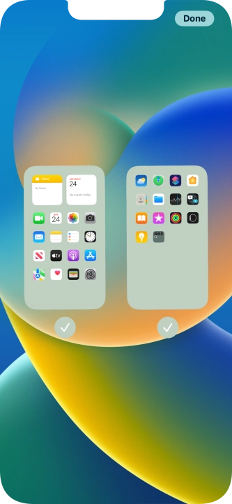 Press the fields below the required home screens to select or deselect them.
