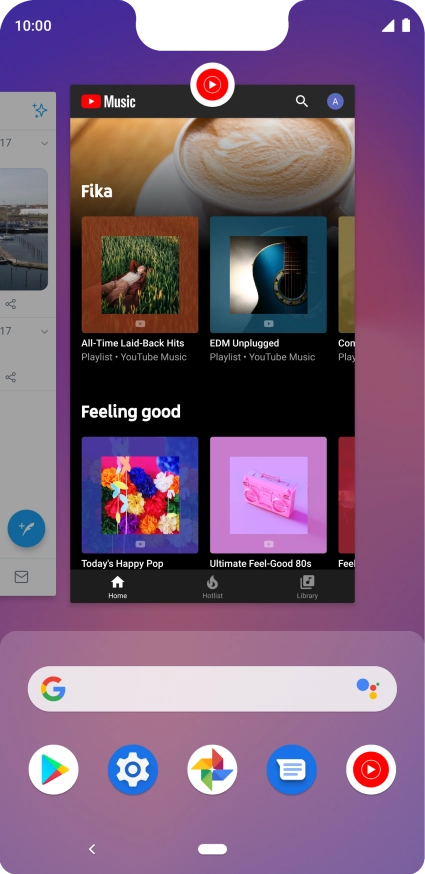 To end one running application, slide your finger upwards on the required application.