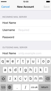 Press Username and key in the username for your email account.