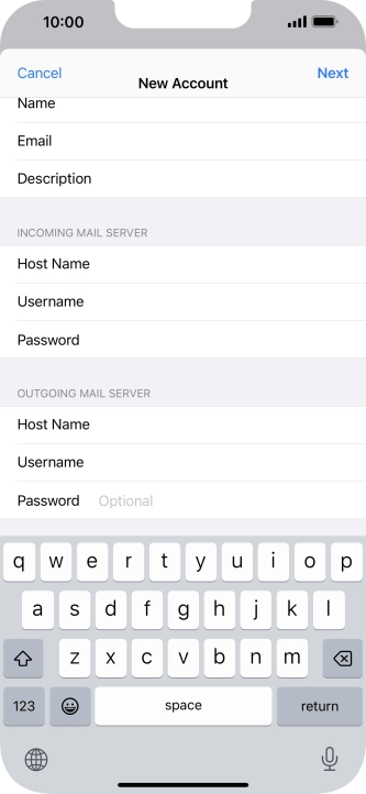 Press Password and key in the password for your email account. Please note that if you're using Vodafone's outgoing server, leave the password field empty.