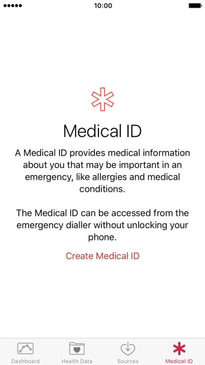 Press Create Medical ID.