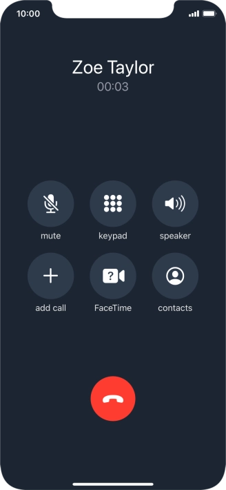 Press the end call icon to end the call.