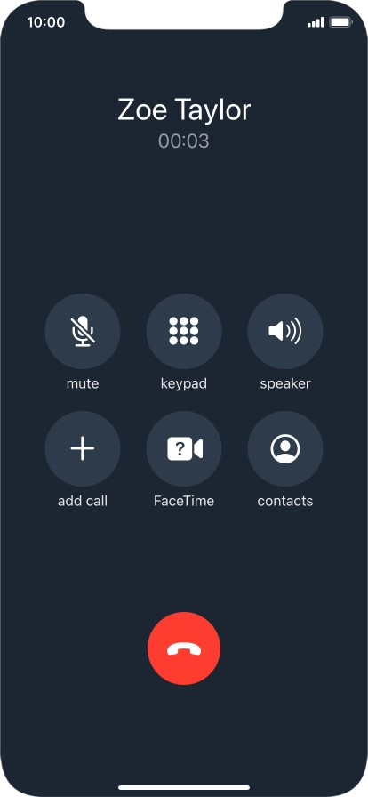 Press the end call icon to end the call.