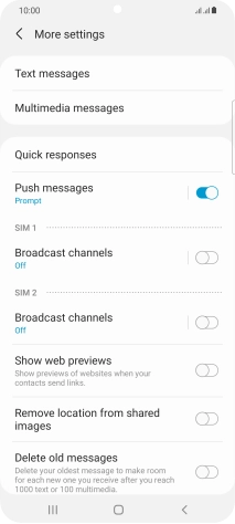 Press Text messages.