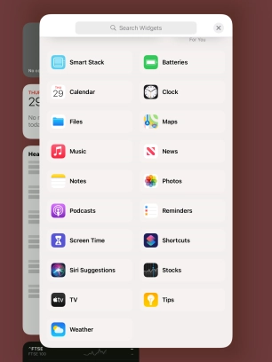 Press the required widget.