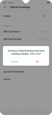 If you turn on the function, press On.