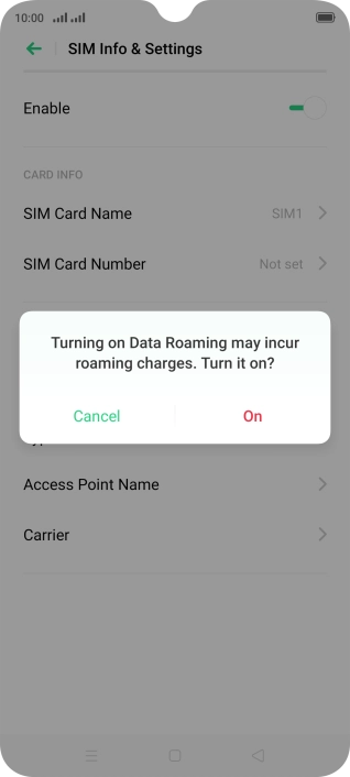 If you turn on the function, press On.