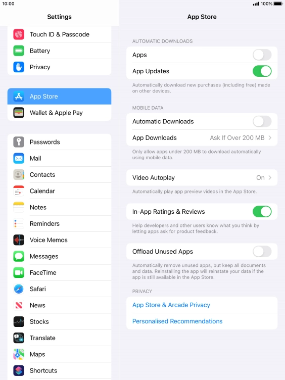 Press the indicator next to 