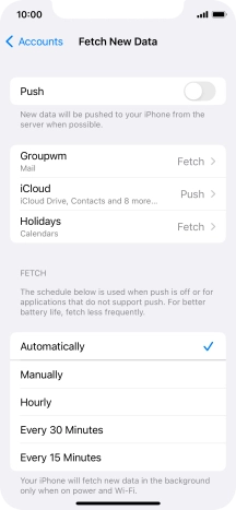 If you turn off the function, press the required setting.