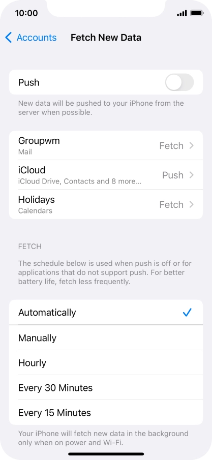 If you turn off the function, press the required setting.