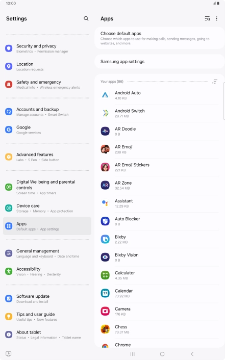 Press the required app.