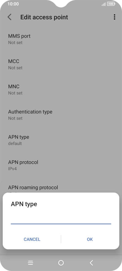 Key in default and press OK. Key in default and press OK.