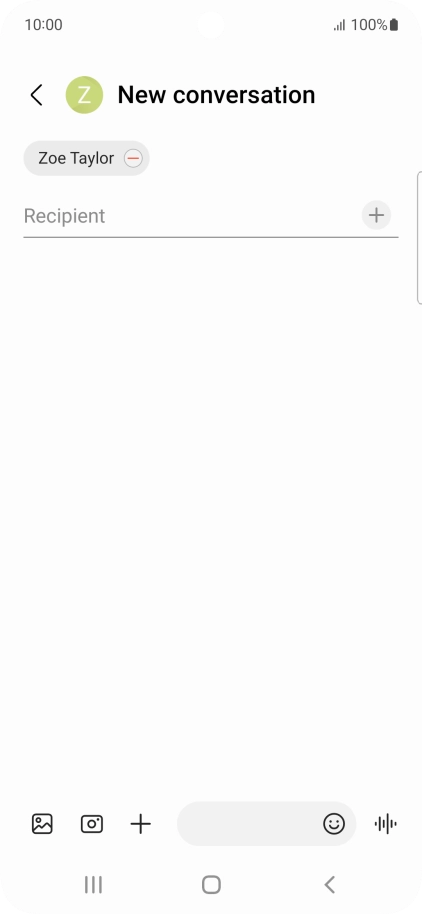 Press the text input field and write the text for your text message.