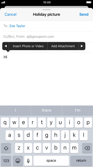 Press Insert Photo or Video and follow the instructions on the screen to attach a picture or a video clip.