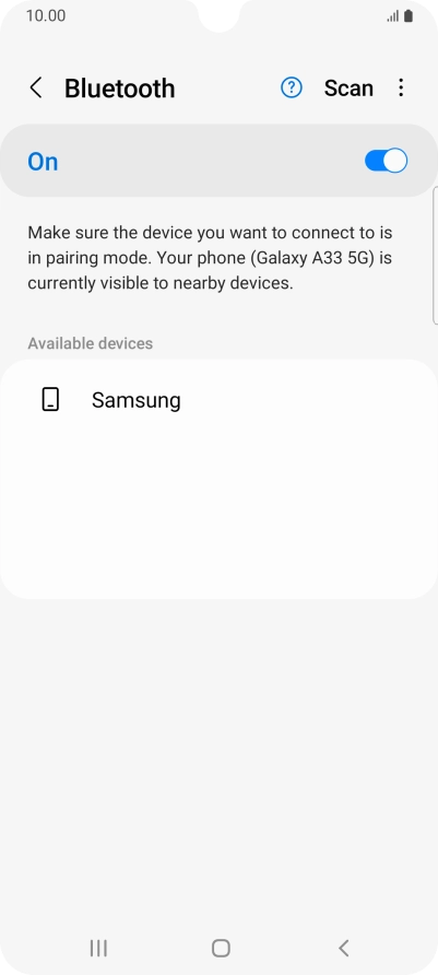 Press the required Bluetooth device and follow the instructions on the screen to pair the device with your phone.