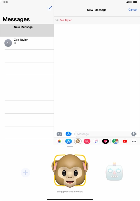 You can also send pictures, video clips, audio files and different effects in your iMessage. Follow the instructions on the screen to send your iMessage with the required content.