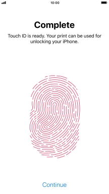 Press Continue. If you haven't previously selected a phone lock code, key in a code of your own choice twice.