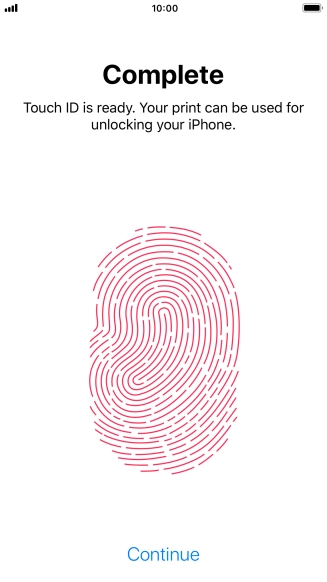 Press Continue. If you haven't previously selected a phone lock code, key in a code of your own choice twice.