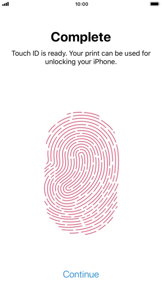 Press Continue. If you haven't previously selected a phone lock code, key in a code of your own choice twice.