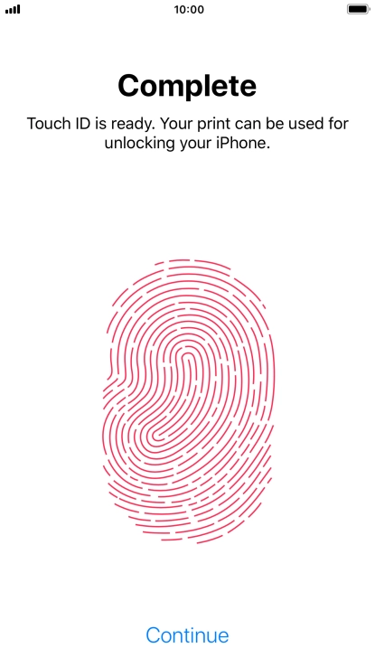 Press Continue. If you haven't previously selected a phone lock code, key in a code of your own choice twice.