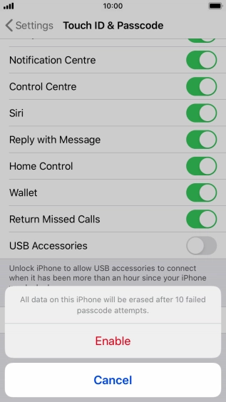 If you turn on the function, press Enable.