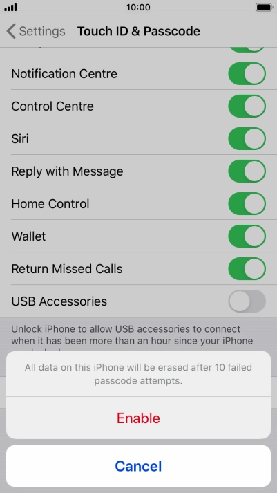 If you turn on the function, press Enable.