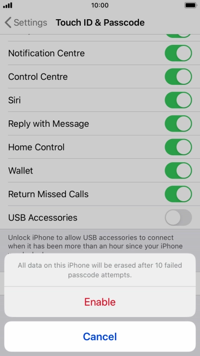 If you turn on the function, press Enable.