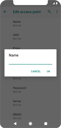 Key in Vodafone Internet and press OK.