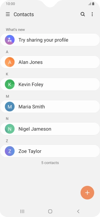 Press the required contact. Press the required contact.