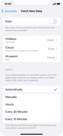 If you turn off the function, press the required setting.