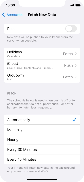 If you turn off the function, press the required setting.