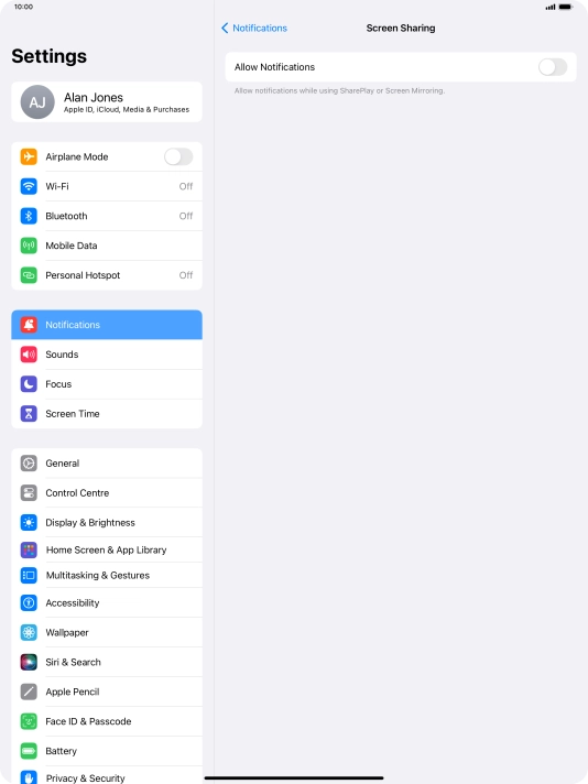 Press the indicator next to 