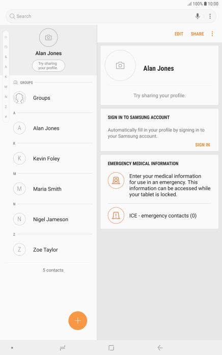 Press the new contact icon.