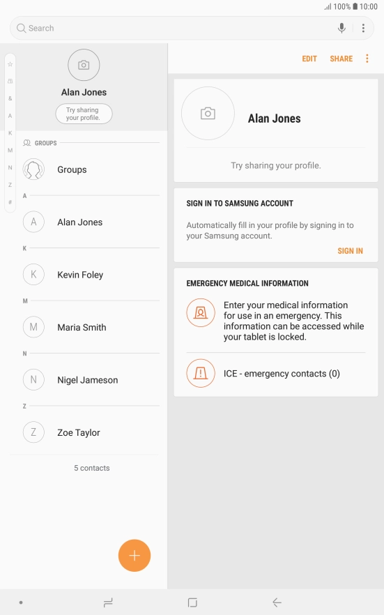 Press the new contact icon.