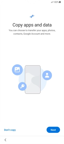 You can transfer the contents of another phone to your phone when it's activated for the first time and after a factory reset. When this screen is displayed, your phone is ready to transfer contents from another phone.