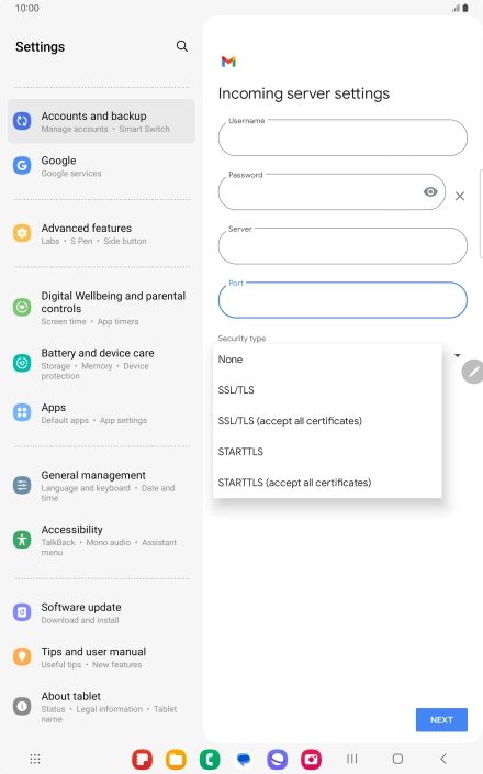 Press SSL/TLS. Press SSL/TLS.