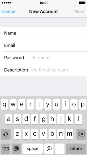 Press Password and key in the password for your email account.