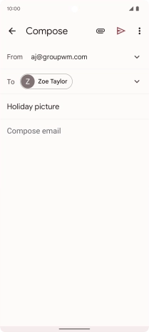 Press the text input field and write the text for your email message.