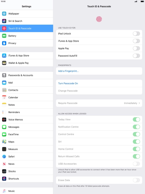 Press Add a Fingerprint... and follow the instructions on the screen to add your fingerprint.