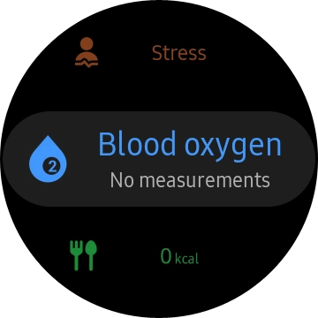 Press the blood oxygen level icon. Press the blood oxygen level icon.