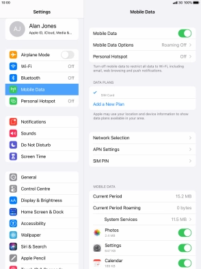 Press Mobile Data Options. Press Mobile Data Options.